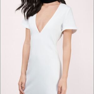 Tobi deep v-neck bodycon dress sweet intentions in ivory size S